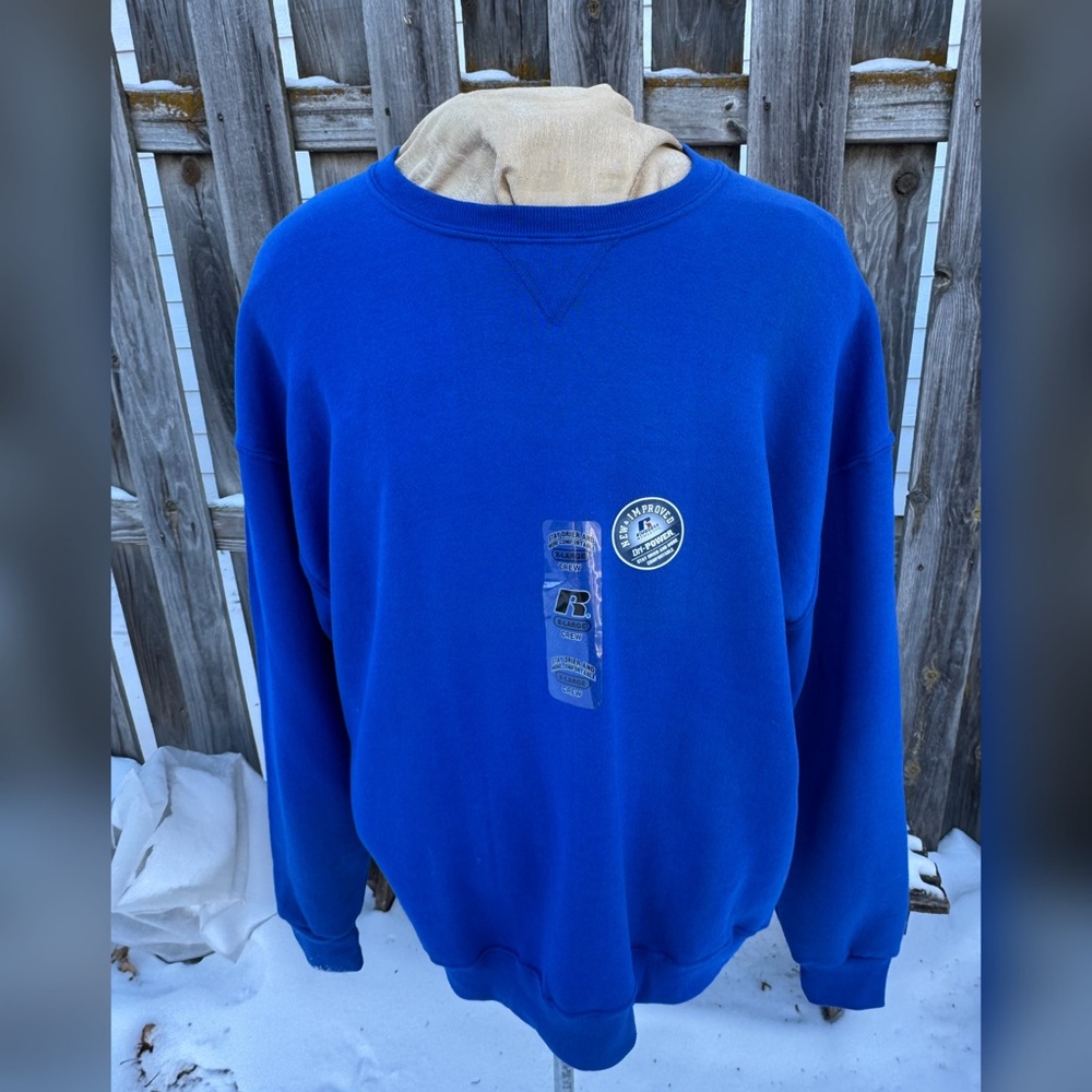 NWT Deadstock Russell Athletic Dri-Power Crewneck Sweatshirt - Royal Blue - XL